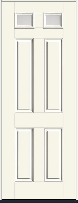 96" Satin Etch Top View 2 Lite 4 Panel Smooth Fiberglass Single Door