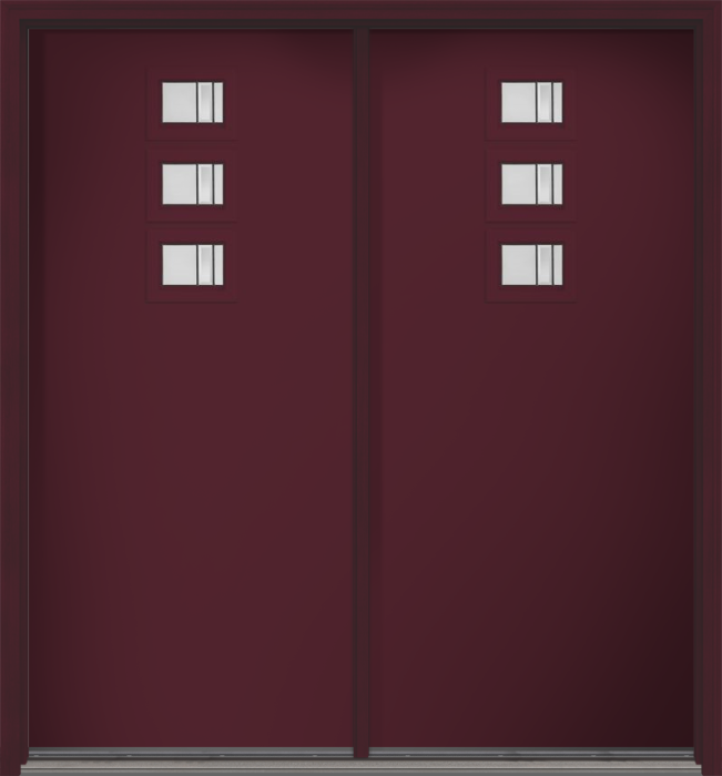 80" Axis Modern Pulse Echo 3-Lite Top Center Cluster Smooth Fiberglass Double Door