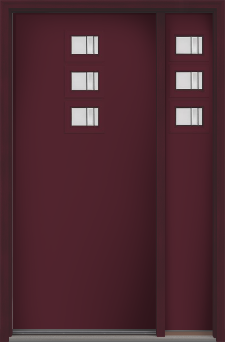 80" Axis Modern Pulse Echo 3-Lite Top Center Cluster Smooth Fiberglass Single Door, Sidelite
