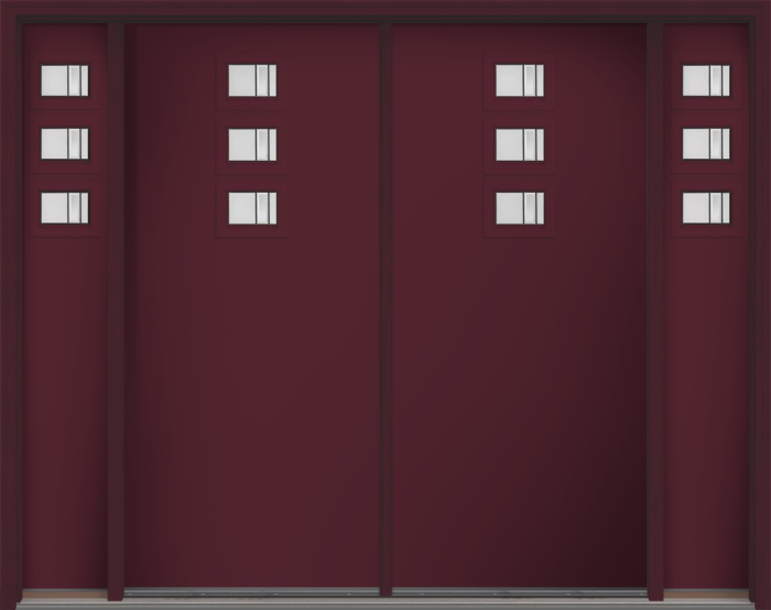 80" Axis Modern Pulse Echo 3-Lite Top Center Cluster Smooth Fiberglass Double Door, Sidelites