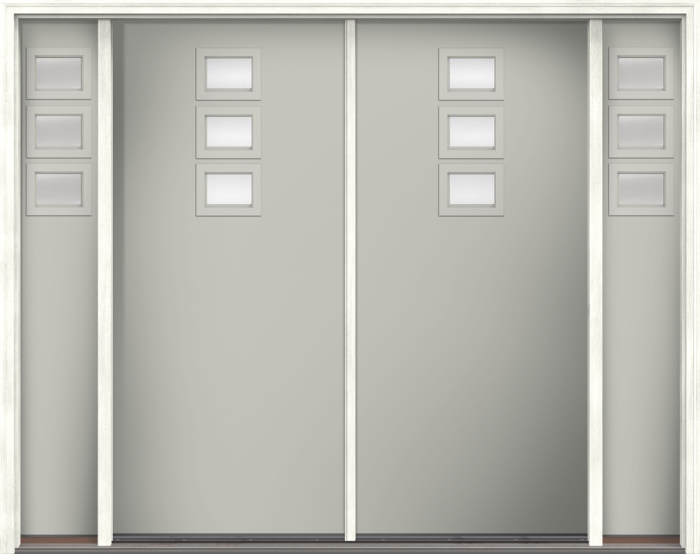 80" Clear Modern Pulse Echo 3-Lite Top Center Cluster Smooth Fiberglass Double Door, Sidelites