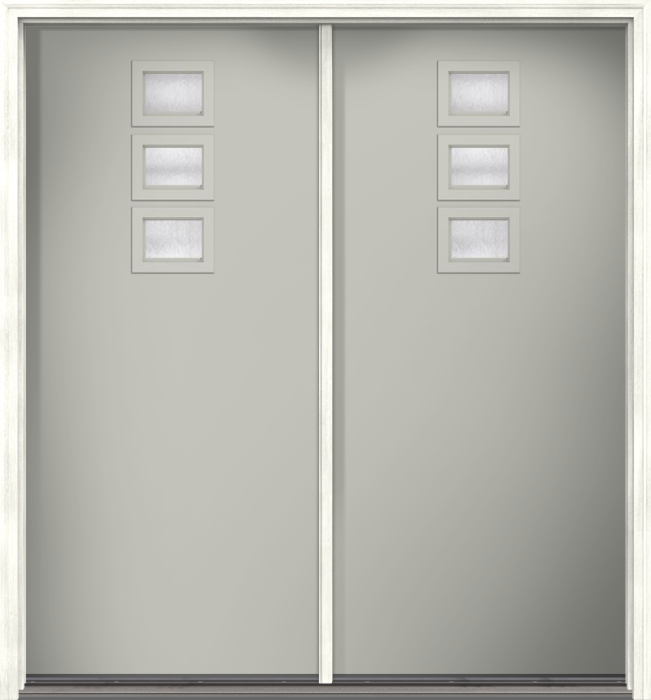 80" Chord Modern Pulse Echo 3-Lite Top Center Cluster Smooth Fiberglass Double Door
