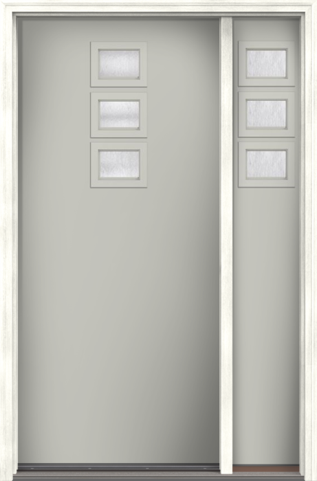 80" Chord Modern Pulse Echo 3-Lite Top Center Cluster Smooth Fiberglass Single Door, Sidelite