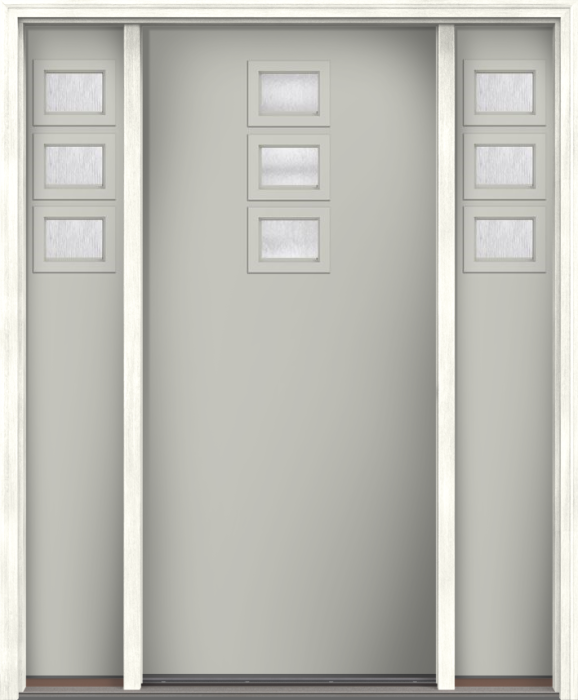 80" Chord Modern Pulse Echo 3-Lite Top Center Cluster Smooth Fiberglass Single Door, Sidelites