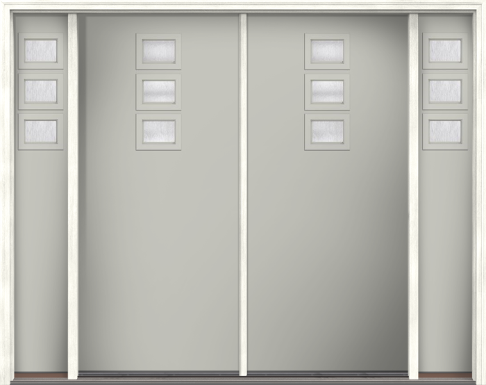 80" Chord Modern Pulse Echo 3-Lite Top Center Cluster Smooth Fiberglass Double Door, Sidelites