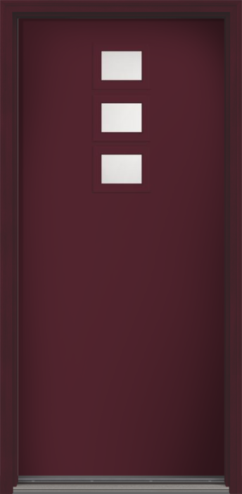 80" Satin Etch Modern Pulse Echo 3-Lite Top Center Cluster Smooth Fiberglass Single Door