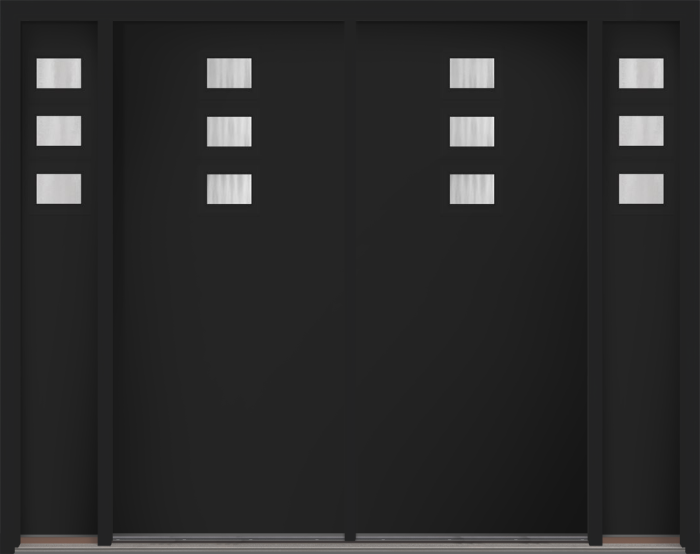80" Chinchilla Modern Pulse Echo 3-Lite Top Center Cluster Smooth Fiberglass Double Door, Sidelites
