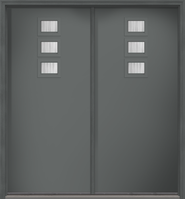 80" Granite Modern Pulse Echo 3-Lite Top Center Cluster Smooth Fiberglass Double Door