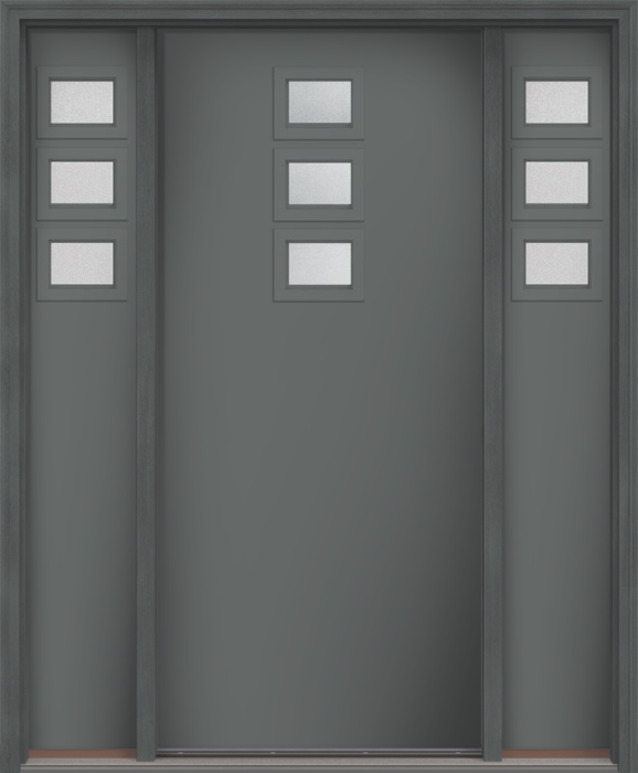 80" Granite Modern Pulse Echo 3-Lite Top Center Cluster Smooth Fiberglass Single Door, Sidelites
