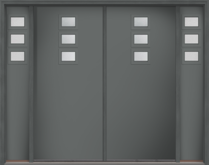 80" Granite Modern Pulse Echo 3-Lite Top Center Cluster Smooth Fiberglass Double Door, Sidelites