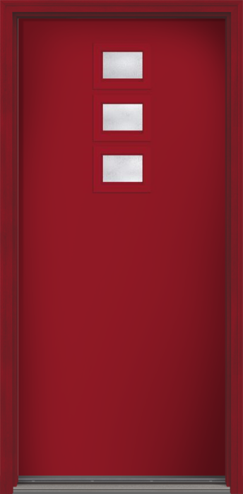 80" Rainglass Modern Pulse Echo 3-Lite Top Center Cluster Smooth Fiberglass Single Door