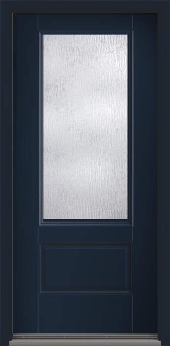 80" Rainglass 3/4 Lite 1 Panel Smooth Fiberglass Single Door