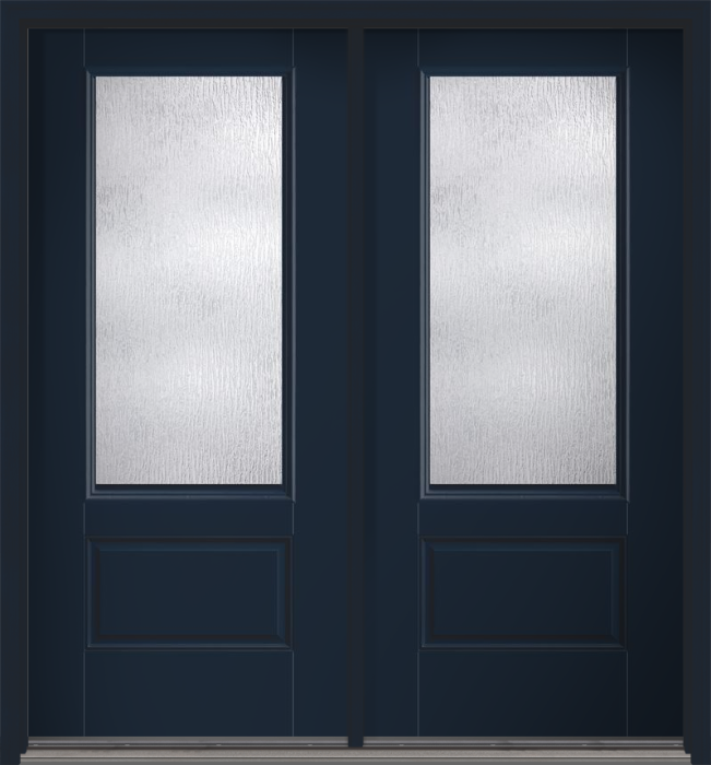 80" Rainglass 3/4 Lite 1 Panel Smooth Fiberglass Double Door