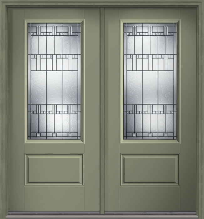 80" Sedona 3/4 Lite 1 Panel Smooth Fiberglass Double Door