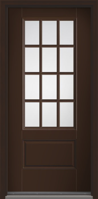 80" Clear Colonial 12 Lite SDL Smooth 3/4 Lite 1 Panel Fiberglass Single Door