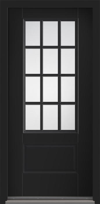 80" Low-E Colonial 12 Lite SDL Smooth 3/4 Lite 1 Panel Fiberglass Single Door