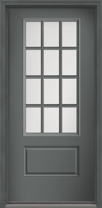 80" Satin Etch Colonial 12 Lite SDL Smooth 3/4 Lite 1 Panel Fiberglass Single Door