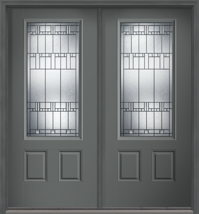 80" Sedona 3/4 Lite 2 Panel Smooth Fiberglass Double Door