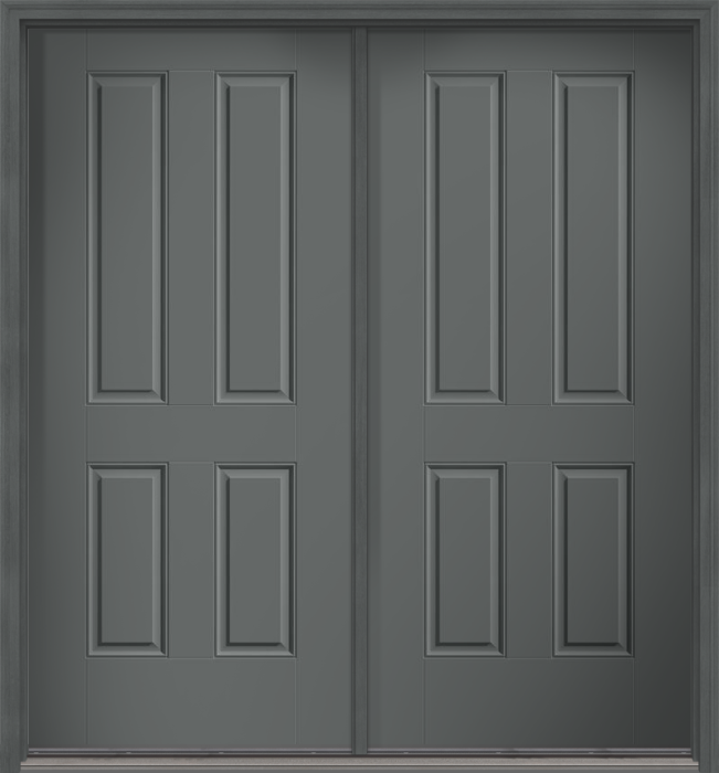 80" 4 Panel Square Top Smooth Fiberglass Double Door