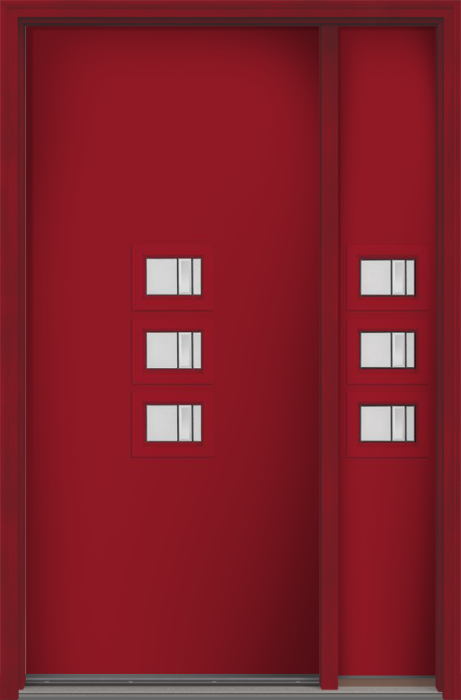 80" Axis Modern Pulse Echo 3-Lite Middle Center Cluster Smooth Fiberglass Single Door, Sidelite