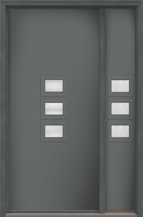 80" Chord Modern Pulse Echo 3-Lite Middle Center Cluster Smooth Fiberglass Single Door, Sidelite