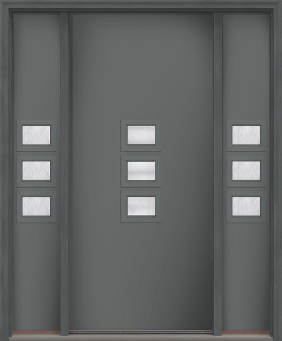 80" Chord Modern Pulse Echo 3-Lite Middle Center Cluster Smooth Fiberglass Single Door, Sidelites