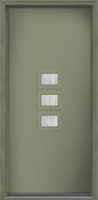 80" Chinchilla Modern Pulse Echo 3-Lite Middle Center Cluster Smooth Fiberglass Single Door