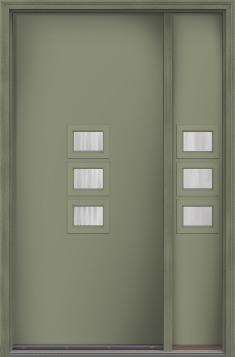 80" Chinchilla Modern Pulse Echo 3-Lite Middle Center Cluster Smooth Fiberglass Single Door, Sidelite