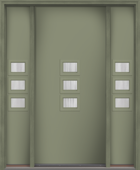 80" Chinchilla Modern Pulse Echo 3-Lite Middle Center Cluster Smooth Fiberglass Single Door, Sidelites