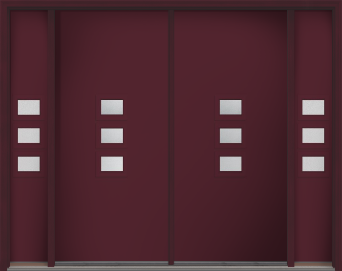 80" Granite Modern Pulse Echo 3-Lite Middle Center Cluster Smooth Fiberglass Double Door, Sidelites
