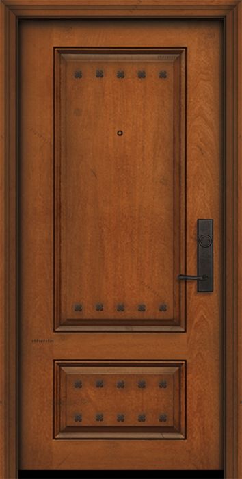 IMPACT | 80" 2 Panel Square Mahogany Door with Clavos
