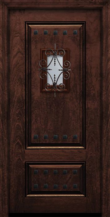 IMPACT | 80" 2 Panel Square Mahogany Door with Speakeasy & Clavos