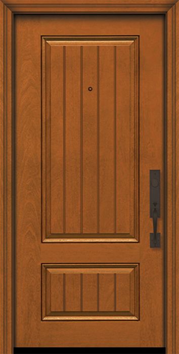 IMPACT | 80" 2 Panel Square V-Grooved Mahogany Door