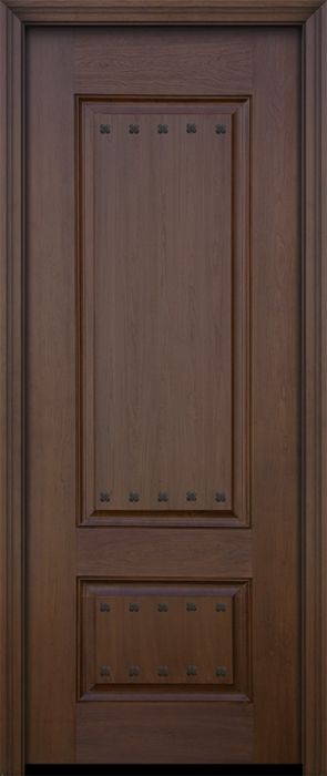 96" 2 Panel Square Mahogany Door with Clavos