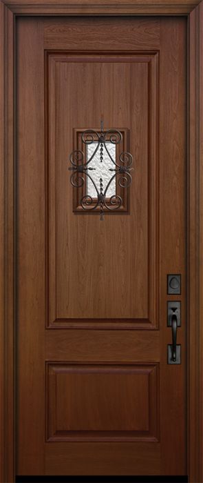 96" 2 Panel Square Mahogany Door with Speakeasy