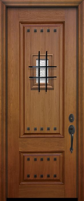 96" 2 Panel Square Mahogany Door with Speakeasy & Clavos