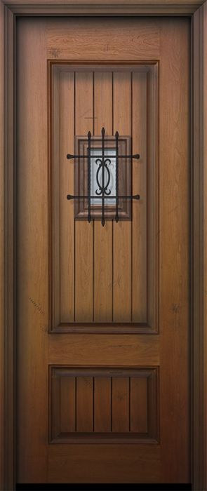 IMPACT | 96" 2 Panel Square V-Grooved Mahogany Door with Speakeasy
