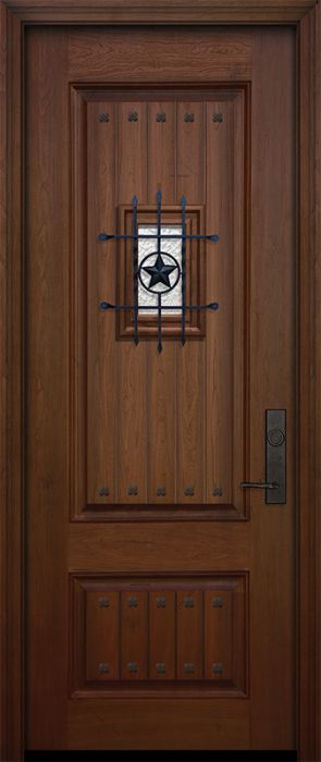 IMPACT | 96" 2 Panel Square V-Grooved Mahogany Door with Speakeasy & Clavos