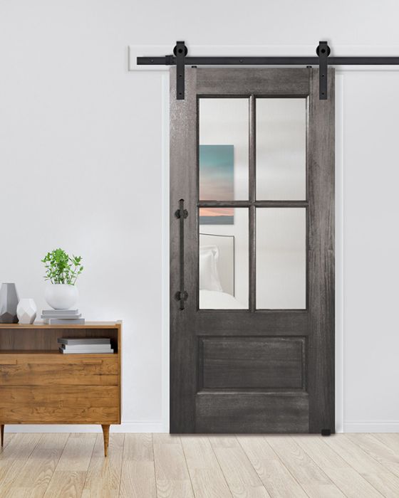 80" Mahogany 4 Lite SDL Single Barn Door