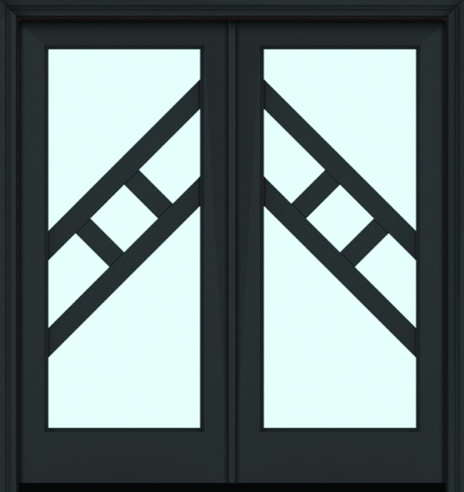 80" Full Lite 5 Lite 3.5" Designer SDL Suez Nova 90 Modern Smooth Fiberglass Double Door