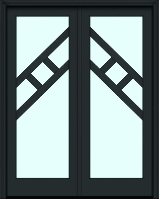 96" Full Lite 5 Lite 3.5" Designer SDL Suez Nova 90 Modern Smooth Fiberglass Double Door