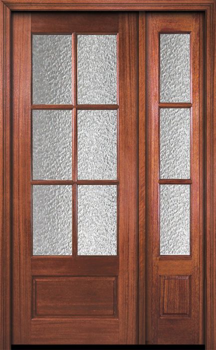 96" 6 Lite TDL DoorCraft Mahogany Door /1side w/Textured Glass