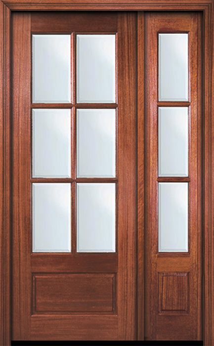 96" 6 Lite TDL DoorCraft Mahogany Door /1side w/Bevel IG
