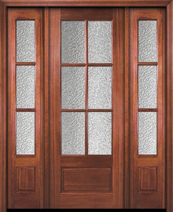96" 6 Lite TDL DoorCraft Mahogany Door /2side w/Textured Glass
