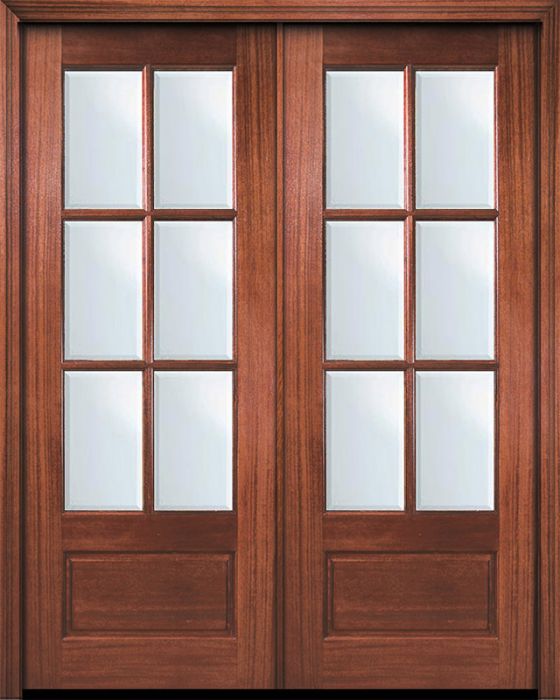 96" Double 6 Lite TDL DoorCraft Mahogany Door w/Bevel IG