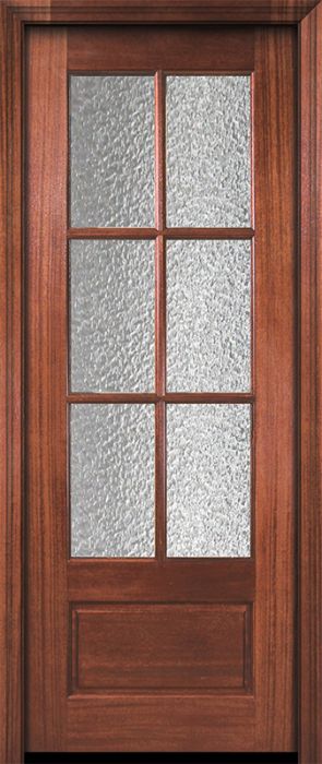96" 6 Lite TDL DoorCraft Mahogany Door w/Textured Glass