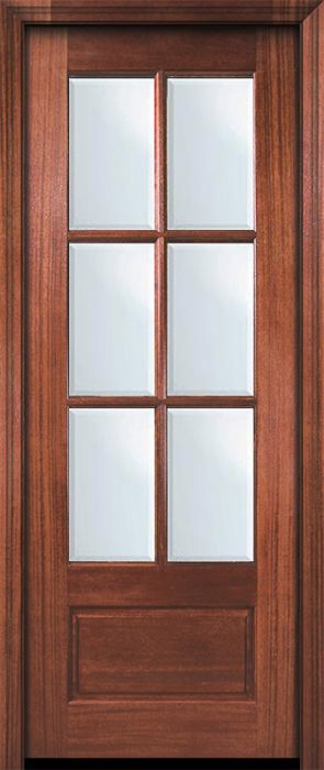 96" 6 Lite TDL DoorCraft Mahogany Door w/Bevel IG