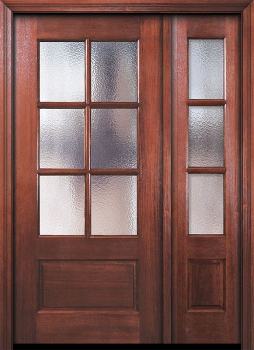 80" 6 Lite TDL DoorCraft Mahogany Door /1side w/Textured Glass