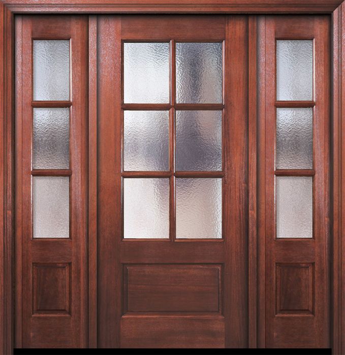 80" 6 Lite TDL DoorCraft Mahogany Door /2side w/Textured Glass