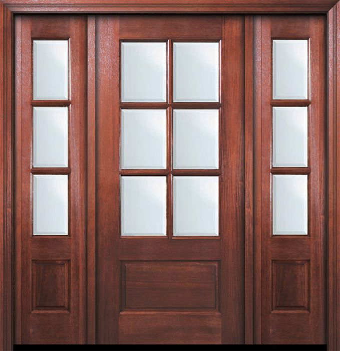 80" 6 Lite TDL DoorCraft Mahogany Door /2side w/Bevel IG